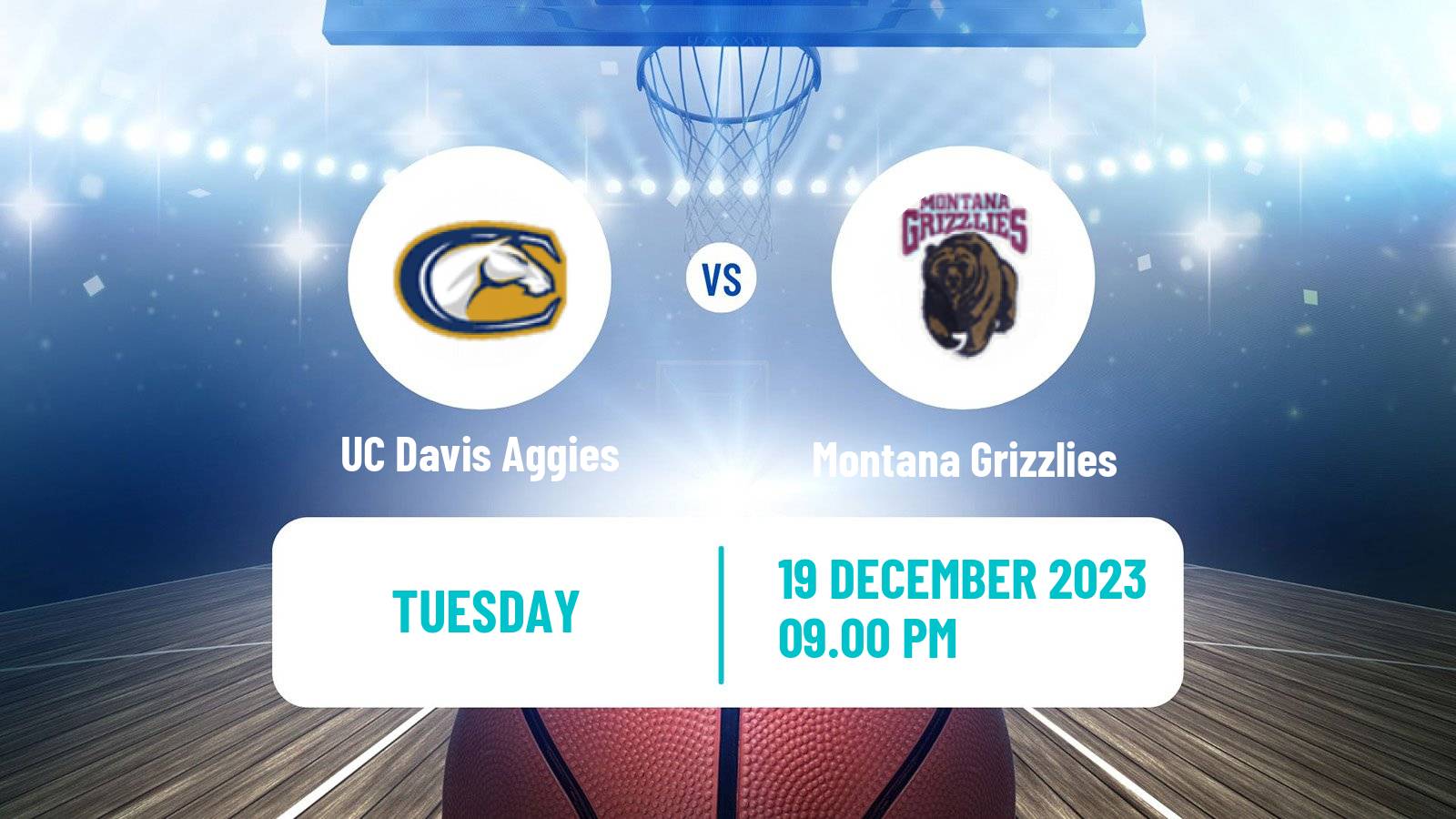 Basketball NCAA College Basketball UC Davis Aggies - Montana Grizzlies