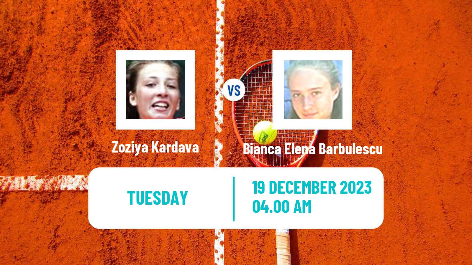Tennis ITF W15 Antalya 23 Women Zoziya Kardava - Bianca Elena Barbulescu