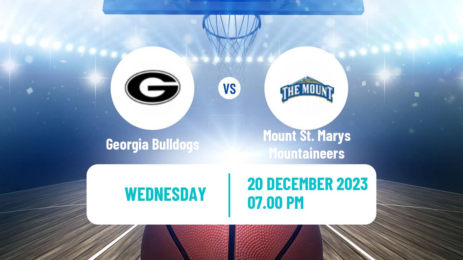 Basketball NCAA College Basketball Georgia Bulldogs - Mount St. Marys Mountaineers