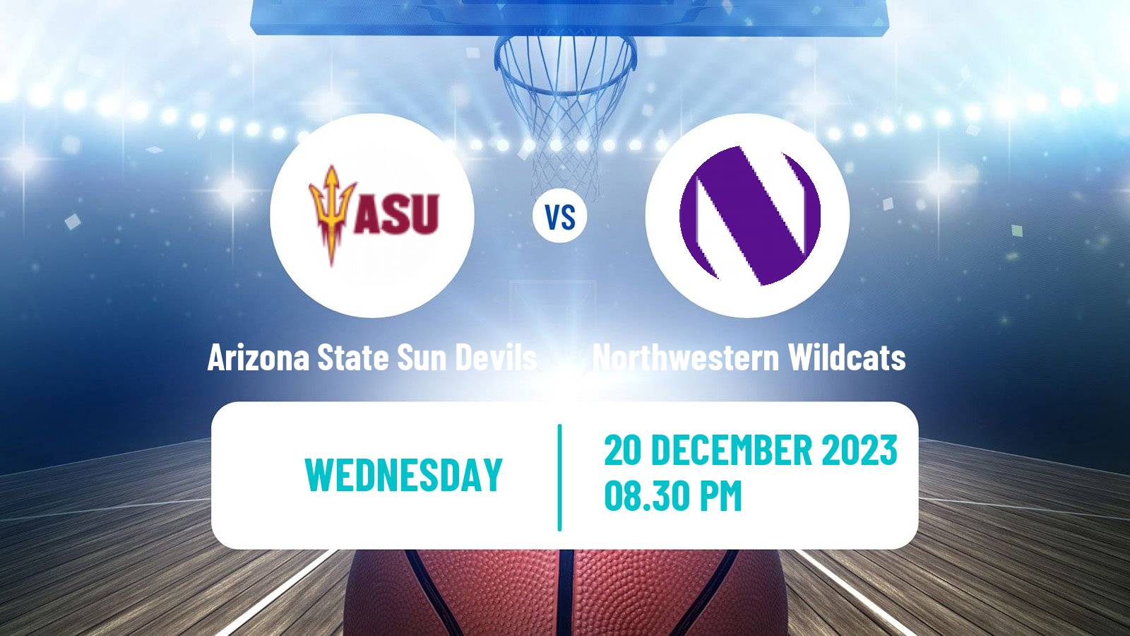 Basketball NCAA College Basketball Arizona State Sun Devils - Northwestern Wildcats