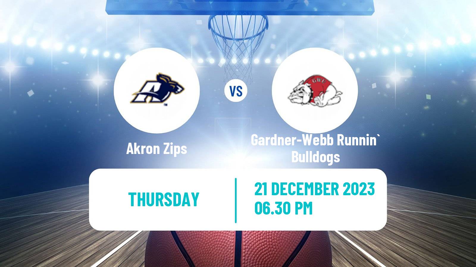 Basketball NCAA College Basketball Akron Zips - Gardner-Webb Runnin` Bulldogs