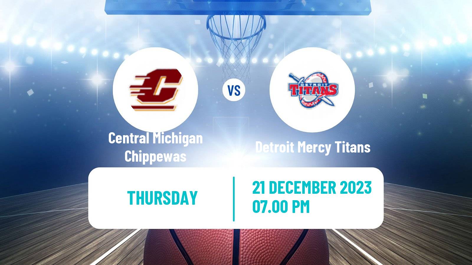 Basketball NCAA College Basketball Central Michigan Chippewas - Detroit Mercy Titans