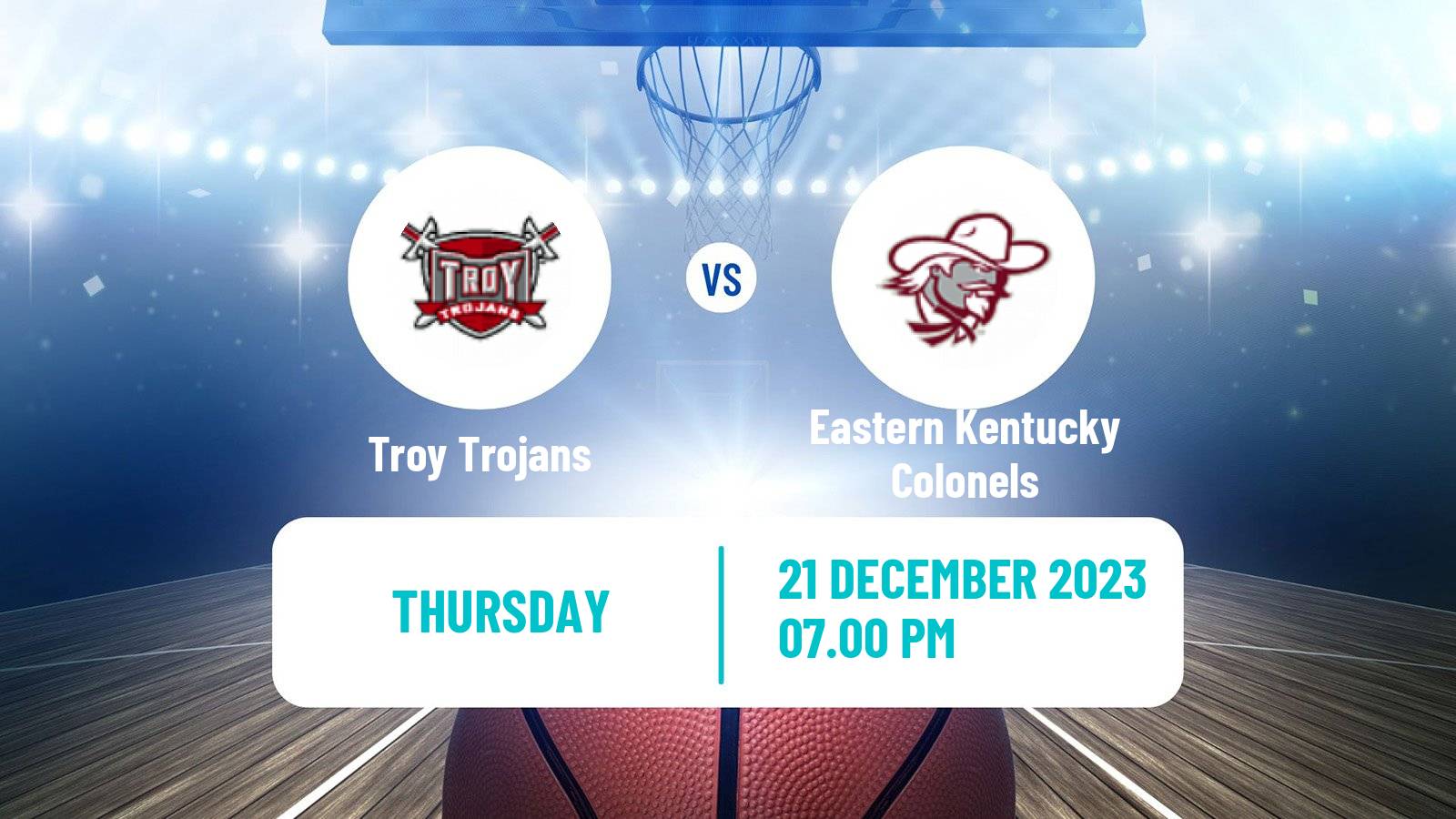 Basketball NCAA College Basketball Troy Trojans - Eastern Kentucky Colonels