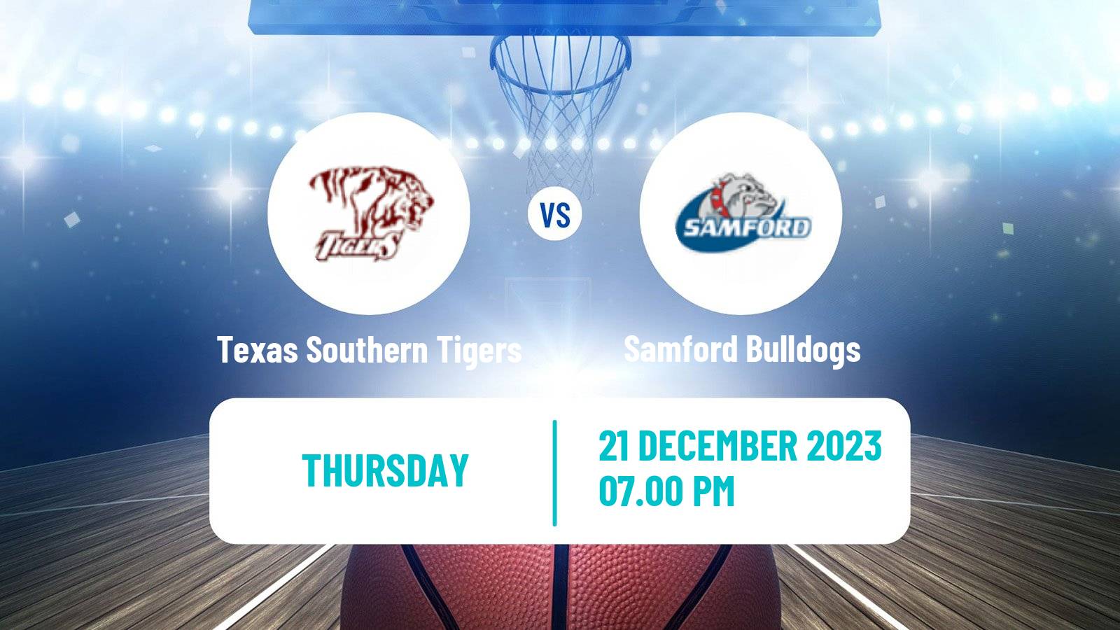 Basketball NCAA College Basketball Texas Southern Tigers - Samford Bulldogs