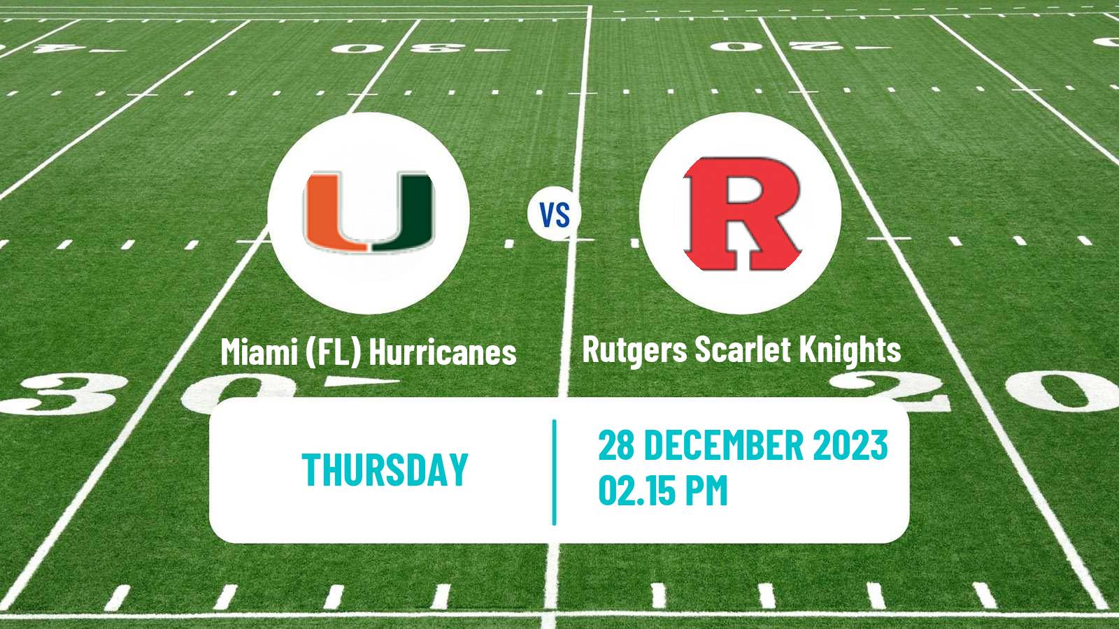 American football NCAA College Football Miami (FL) Hurricanes - Rutgers Scarlet Knights