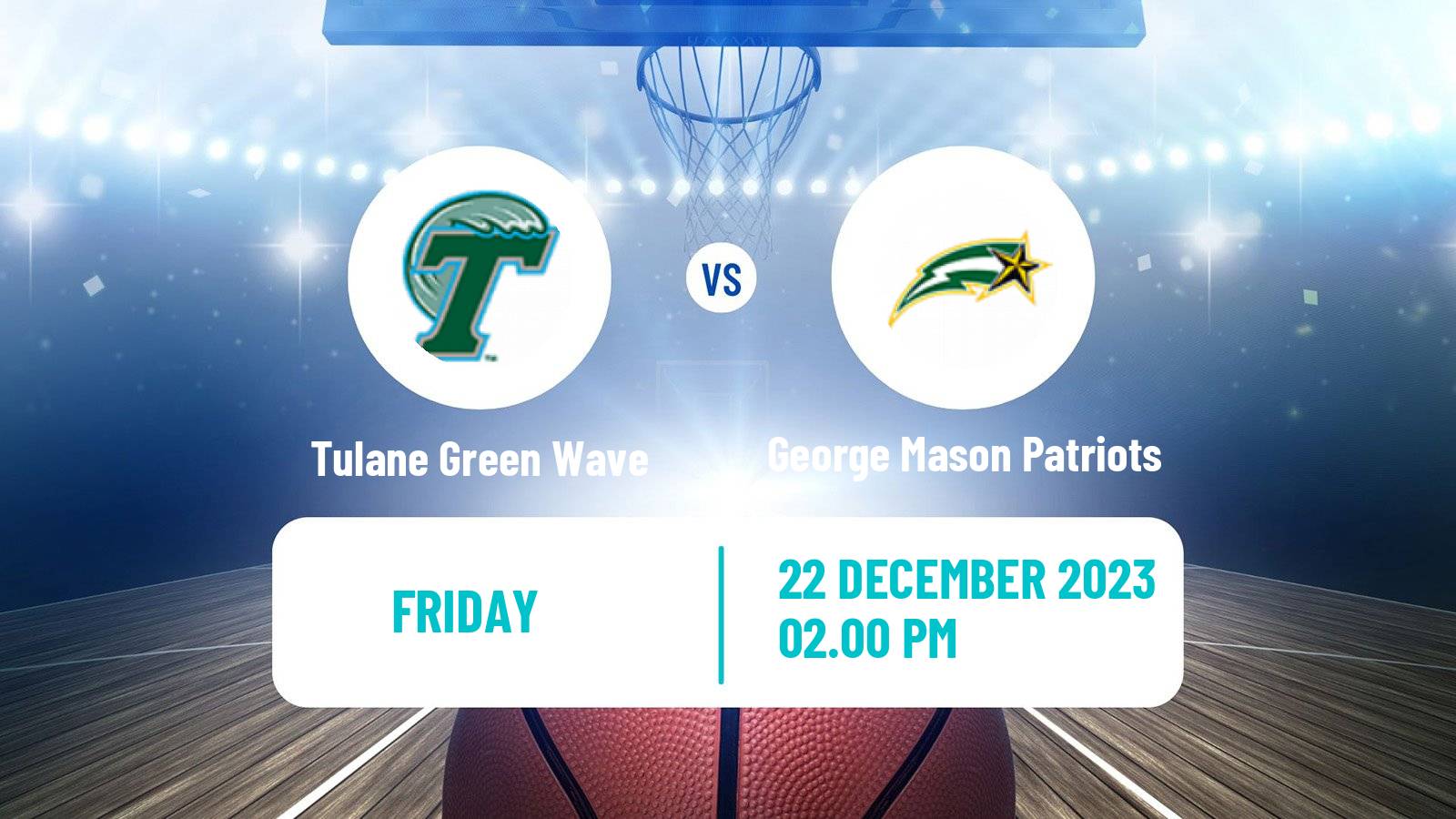 Basketball NCAA College Basketball Tulane Green Wave - George Mason Patriots