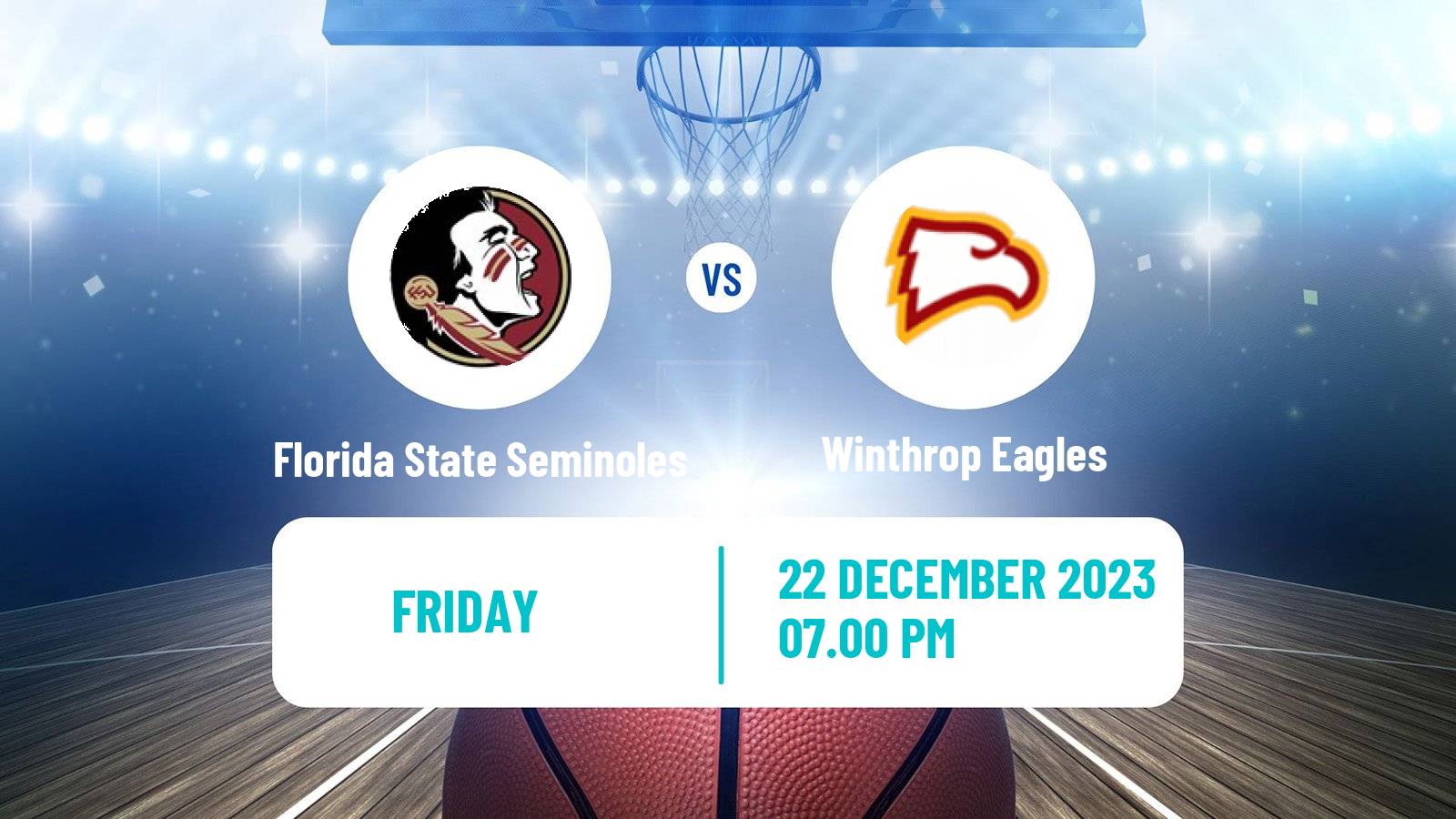 Basketball NCAA College Basketball Florida State Seminoles - Winthrop Eagles