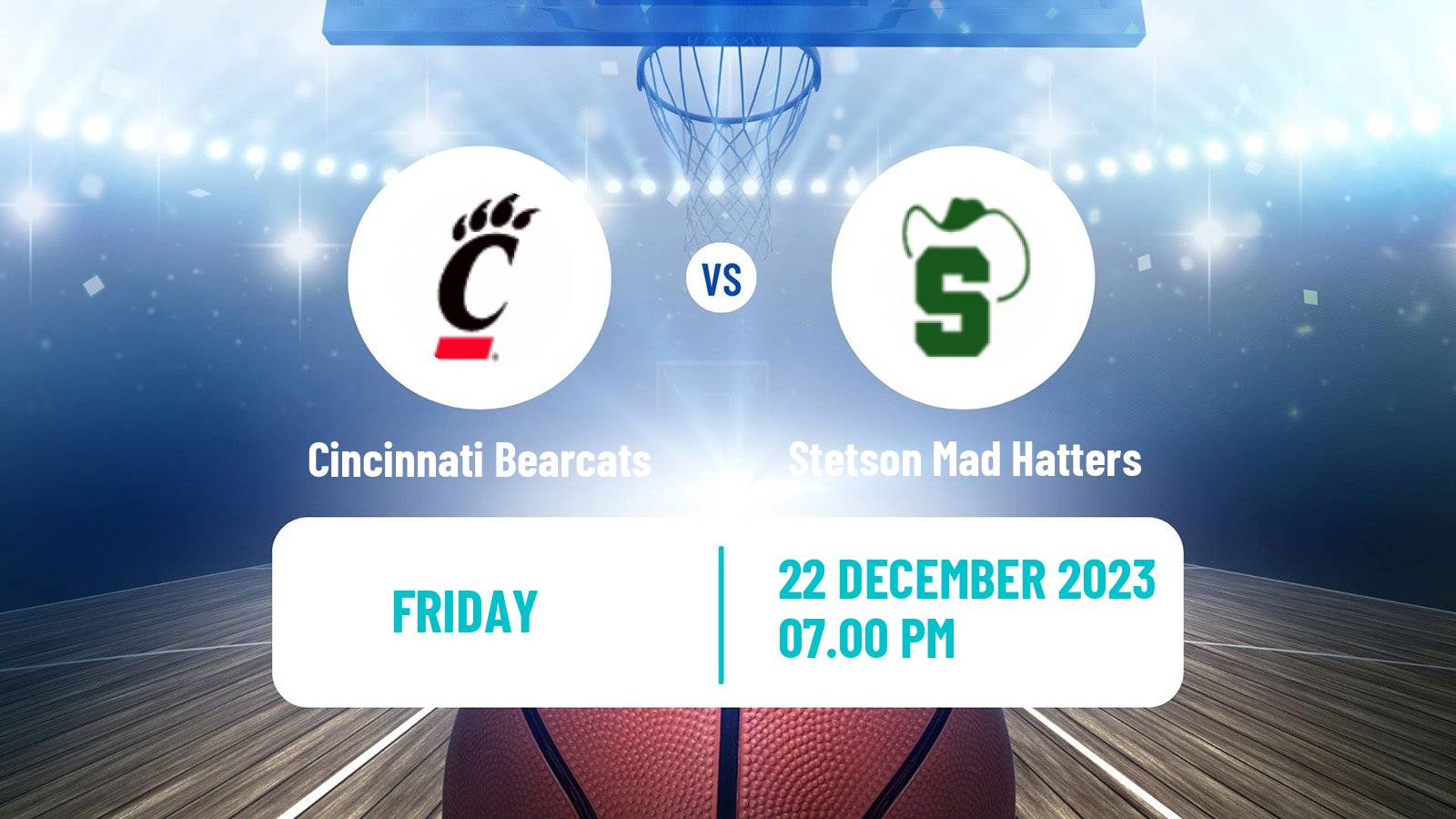 Basketball NCAA College Basketball Cincinnati Bearcats - Stetson Mad Hatters