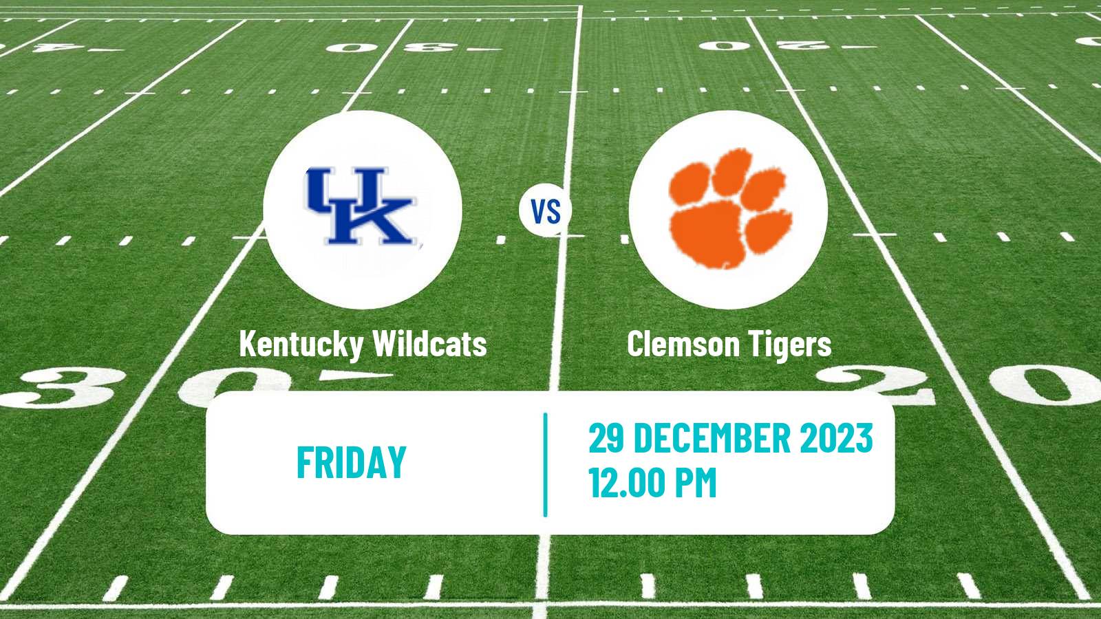 American football NCAA College Football Kentucky Wildcats - Clemson Tigers