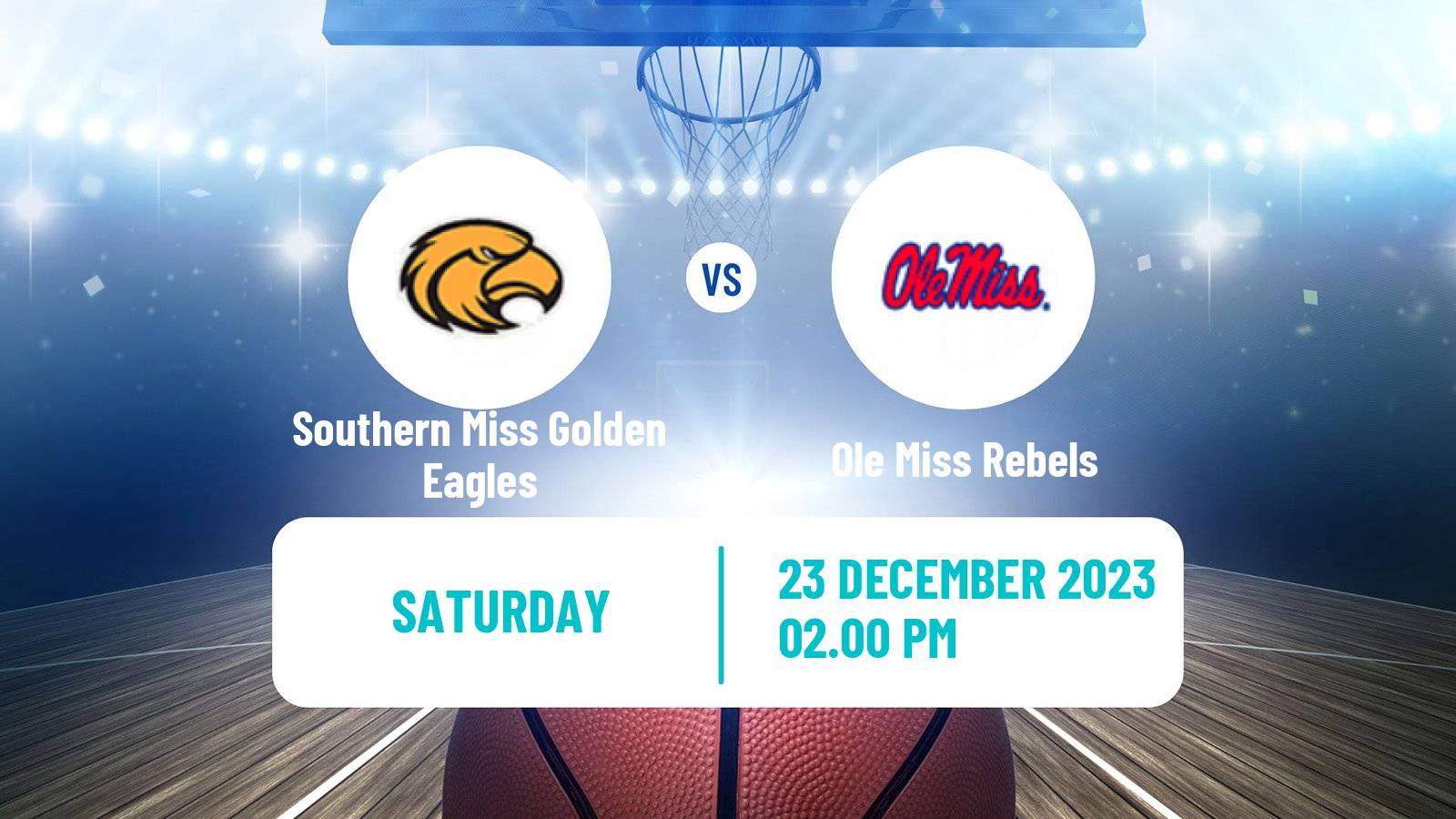 Basketball NCAA College Basketball Southern Miss Golden Eagles - Ole Miss Rebels