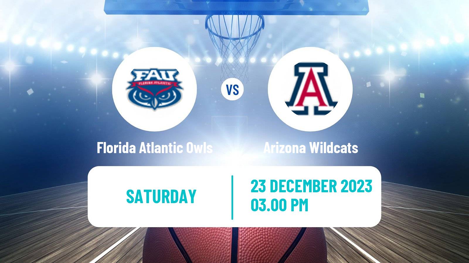 Basketball NCAA College Basketball Florida Atlantic Owls - Arizona Wildcats
