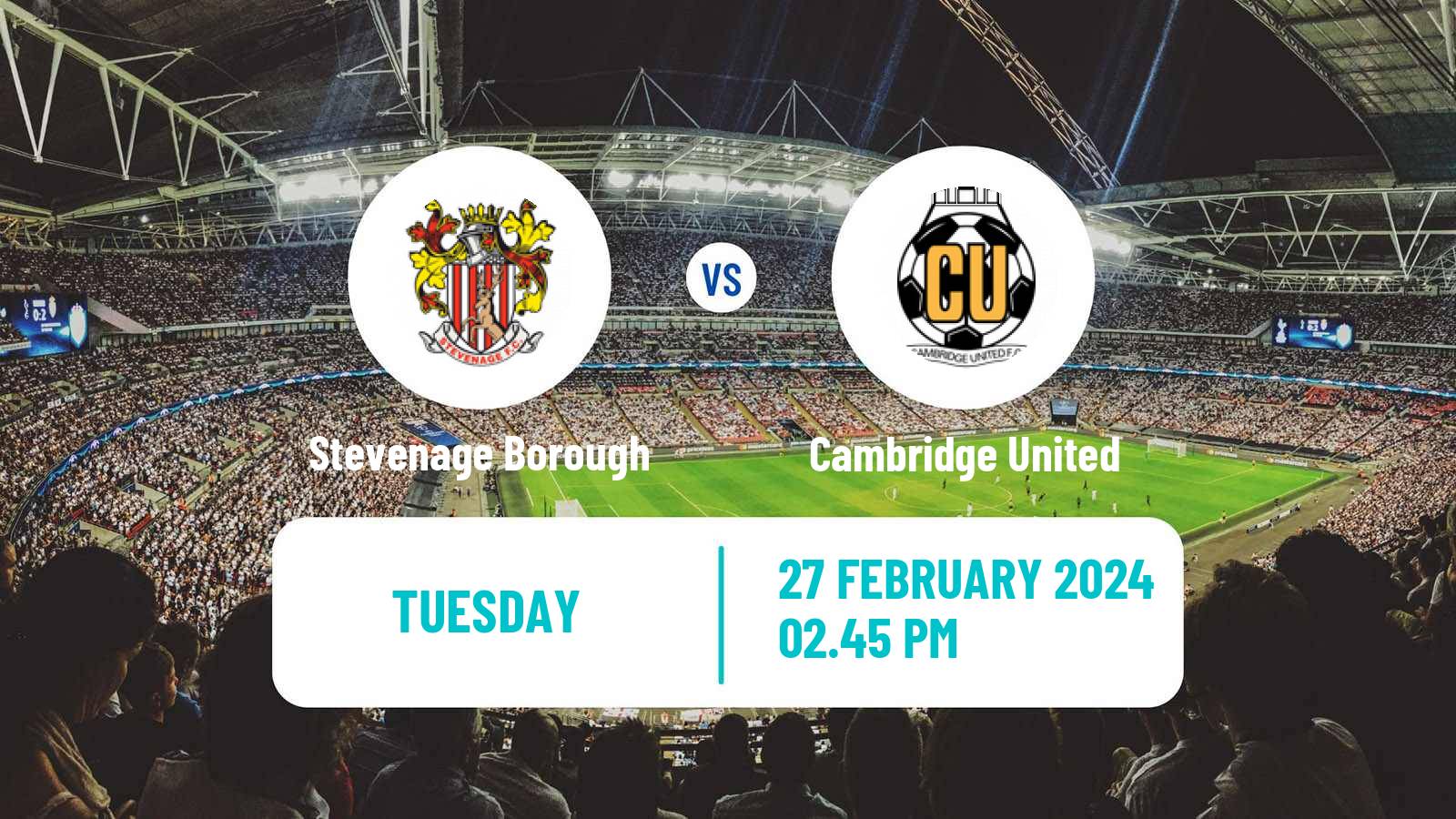 Soccer English League One Stevenage Borough - Cambridge United