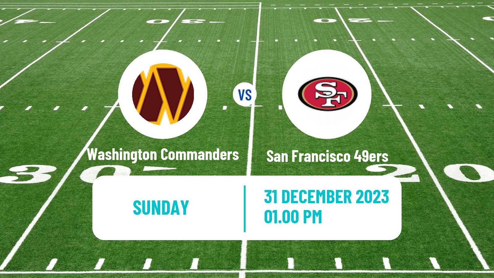 American football NFL Washington Commanders - San Francisco 49ers