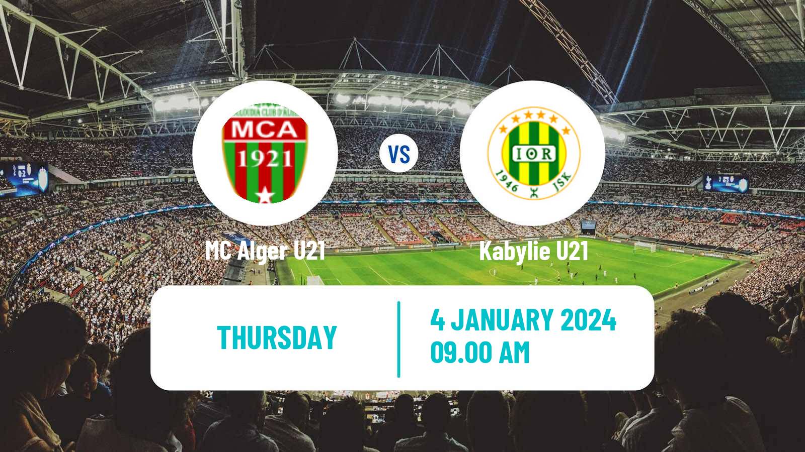 Soccer Algerian Ligue U21 MC Alger U21 - Kabylie U21