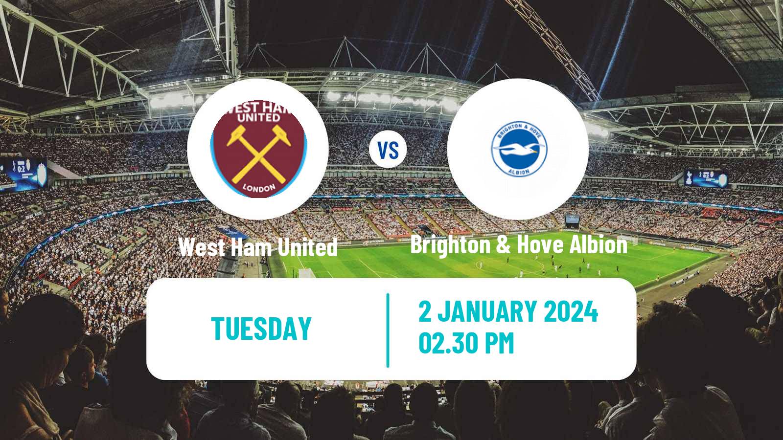 Soccer English Premier League West Ham United - Brighton & Hove Albion