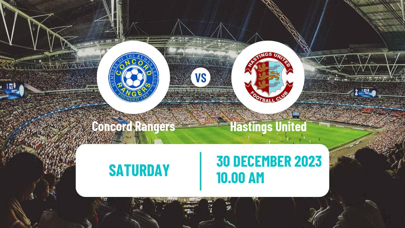 Soccer English Isthmian League Premier Division Concord Rangers - Hastings United