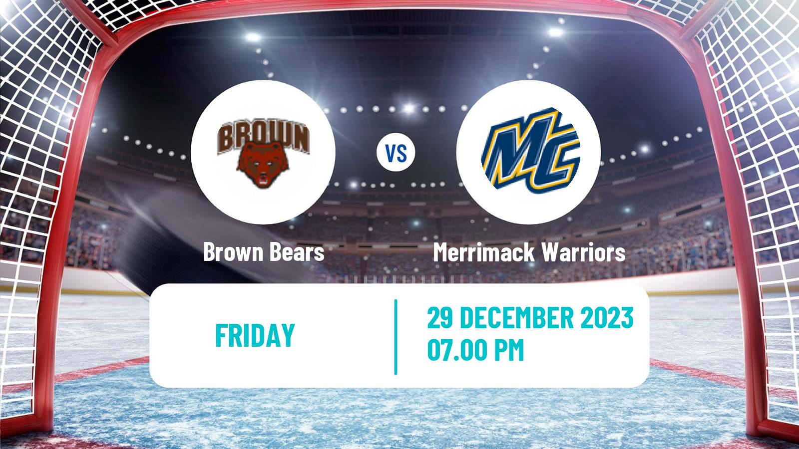 Hockey NCAA Hockey Brown Bears - Merrimack Warriors