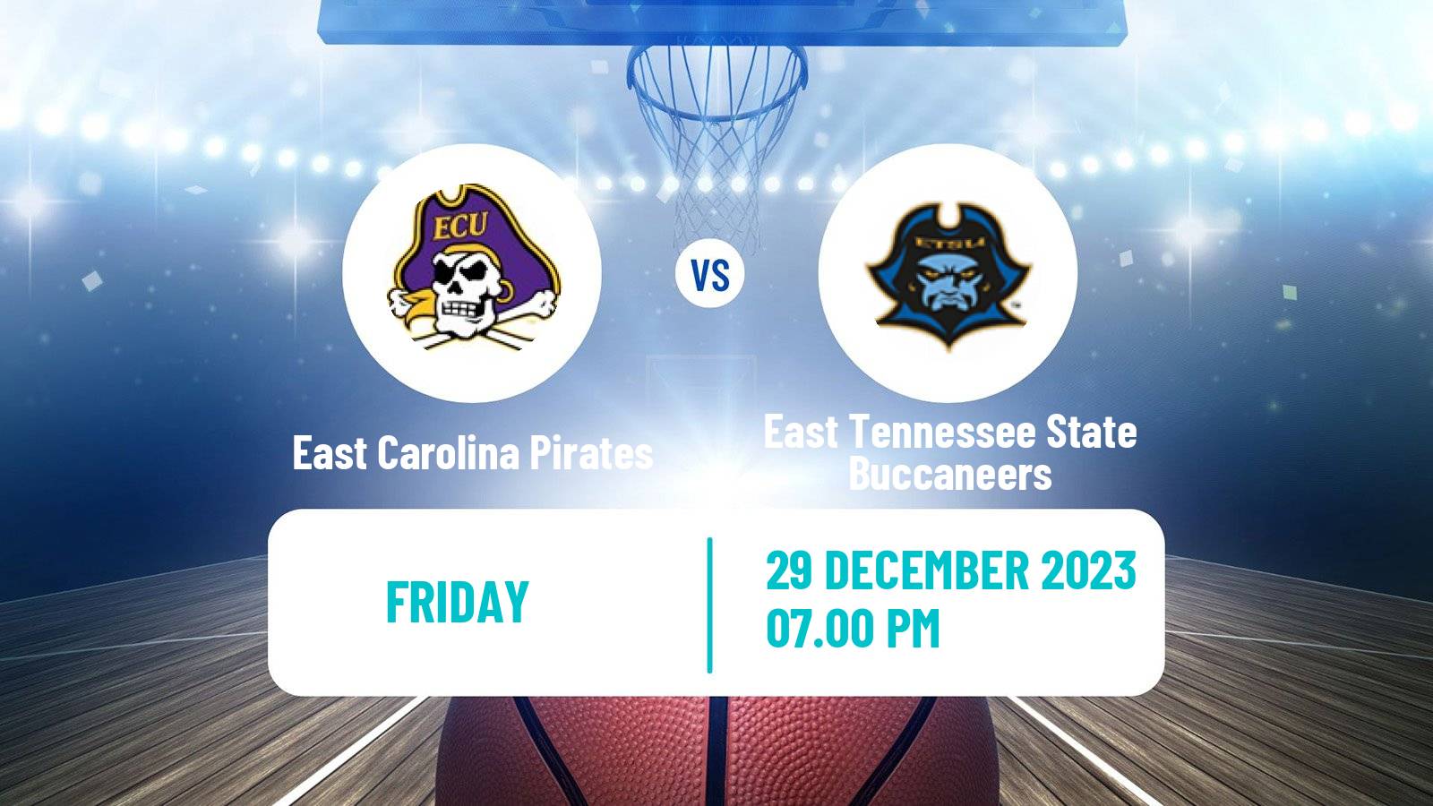 Basketball NCAA College Basketball East Carolina Pirates - East Tennessee State Buccaneers