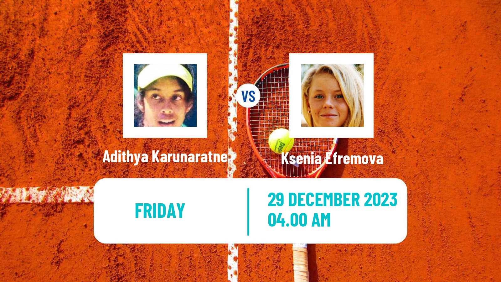 Tennis ITF W15 Monastir 44 Women Adithya Karunaratne - Ksenia Efremova