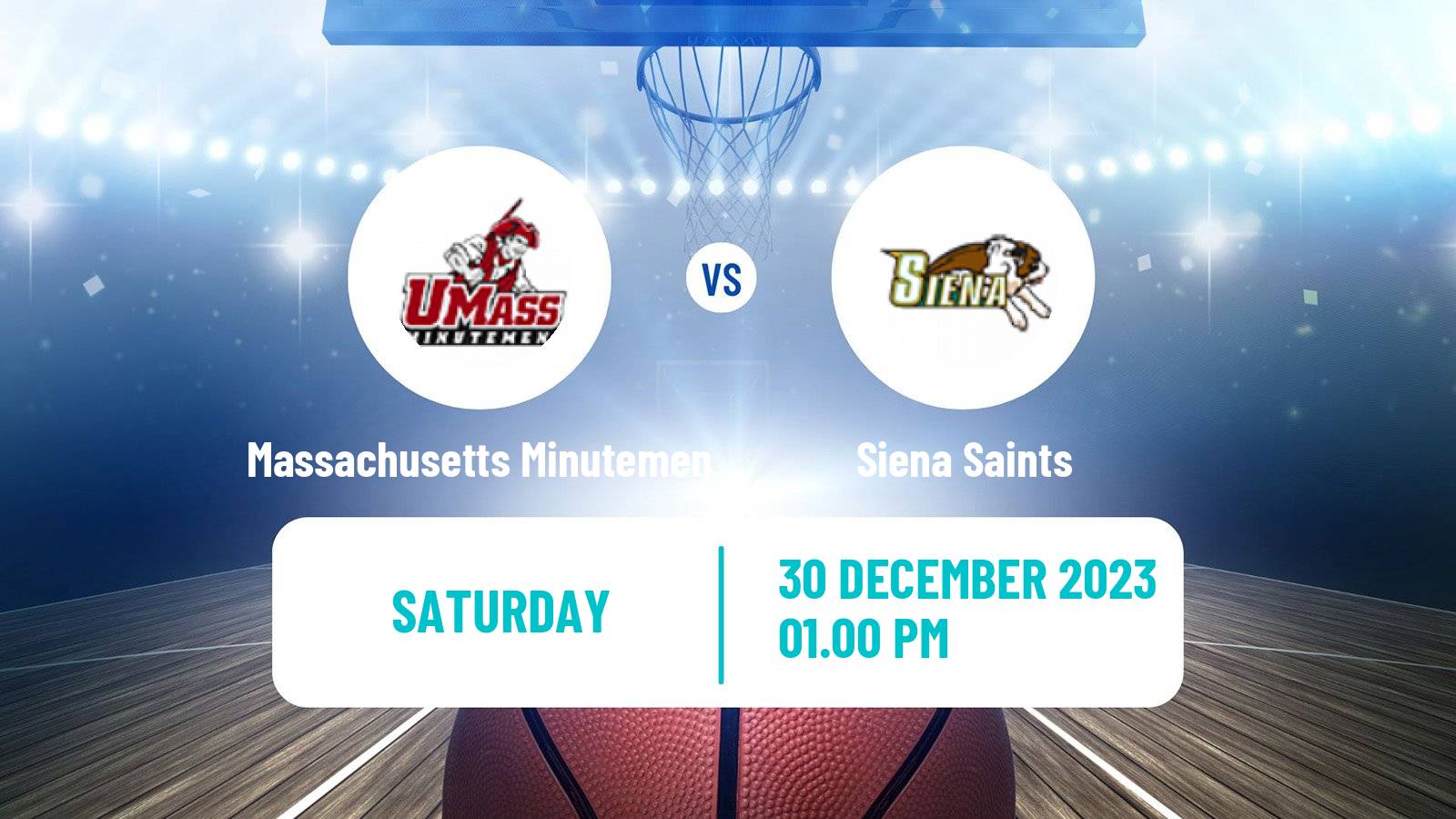 Basketball NCAA College Basketball Massachusetts Minutemen - Siena Saints