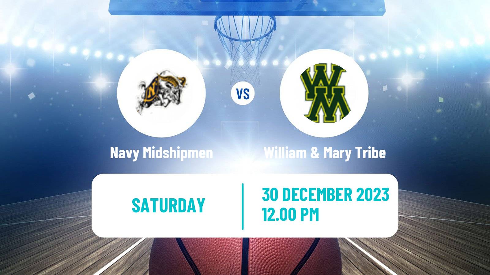 Basketball NCAA College Basketball Navy Midshipmen - William & Mary Tribe