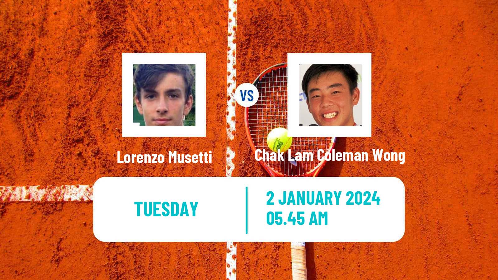 Tennis ATP Hong Kong Lorenzo Musetti - Chak Lam Coleman Wong