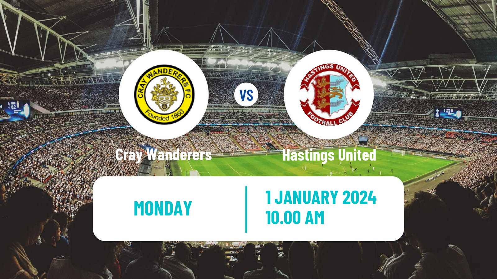 Soccer English Isthmian League Premier Division Cray Wanderers - Hastings United