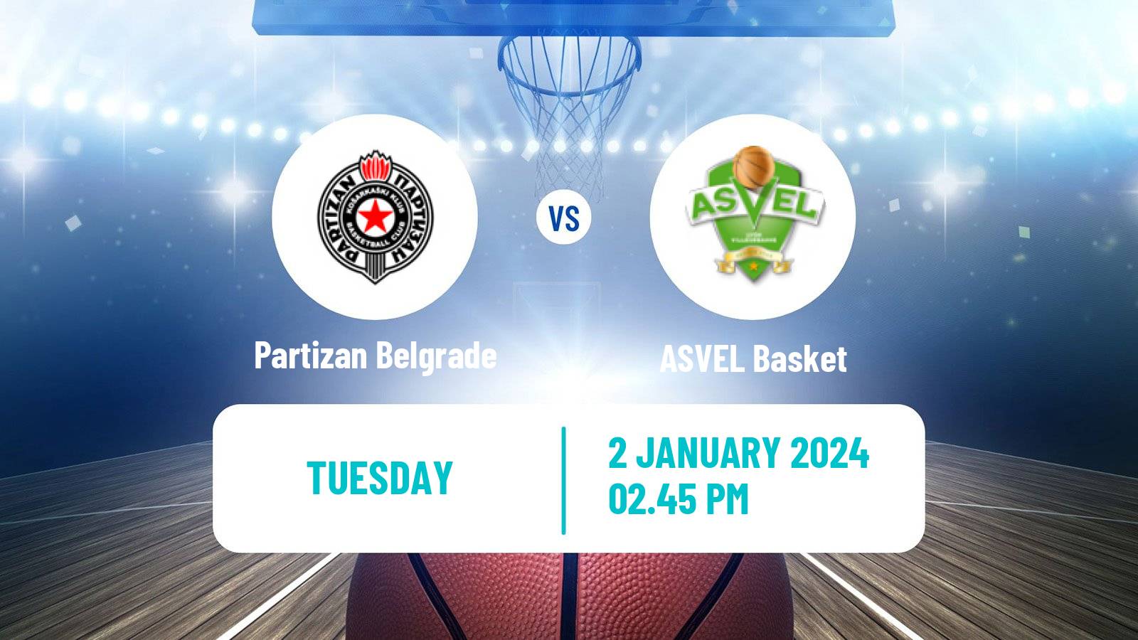 Basketball Euroleague Partizan Belgrade - ASVEL Basket