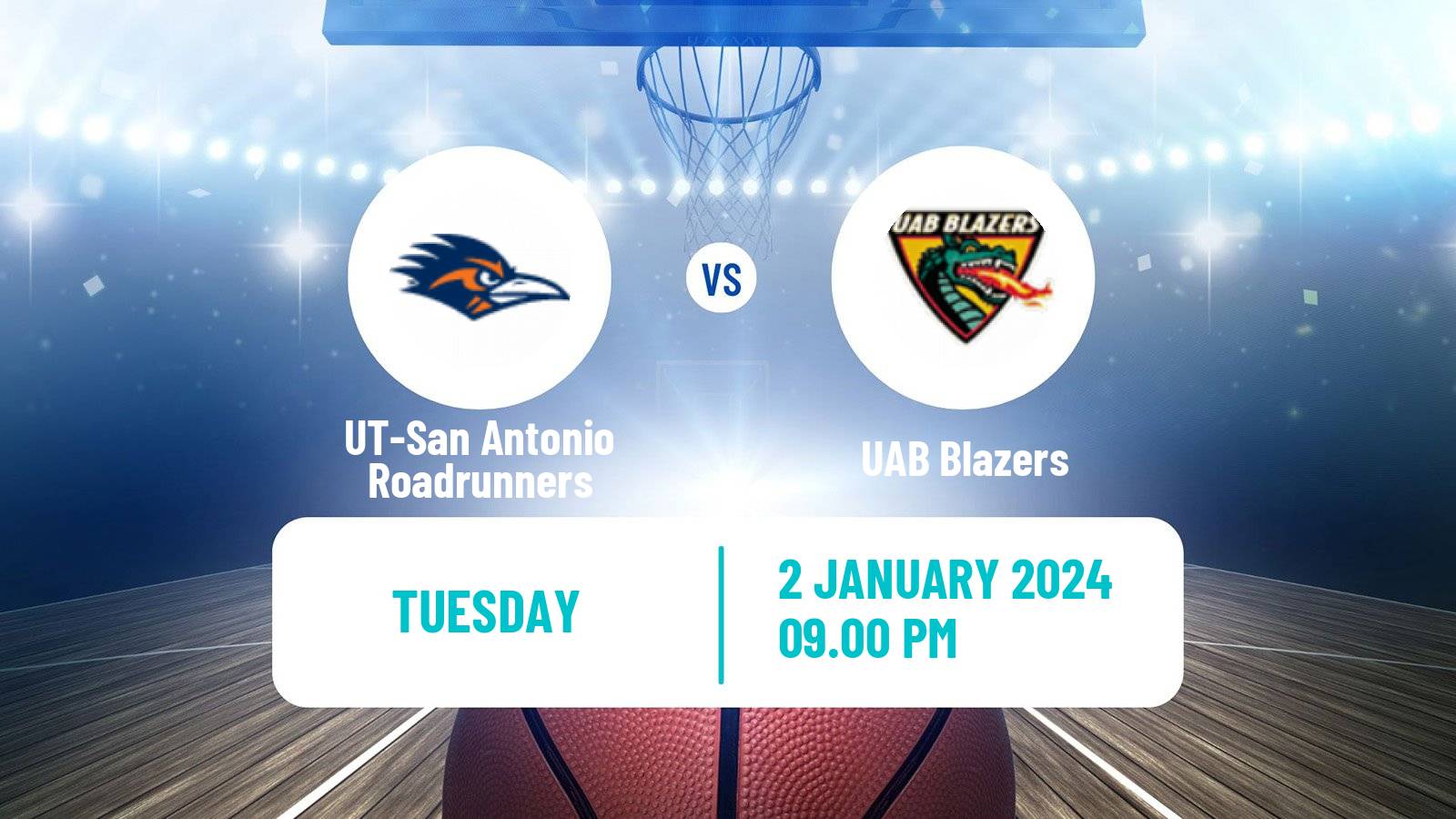 Basketball NCAA College Basketball UT-San Antonio Roadrunners - UAB Blazers