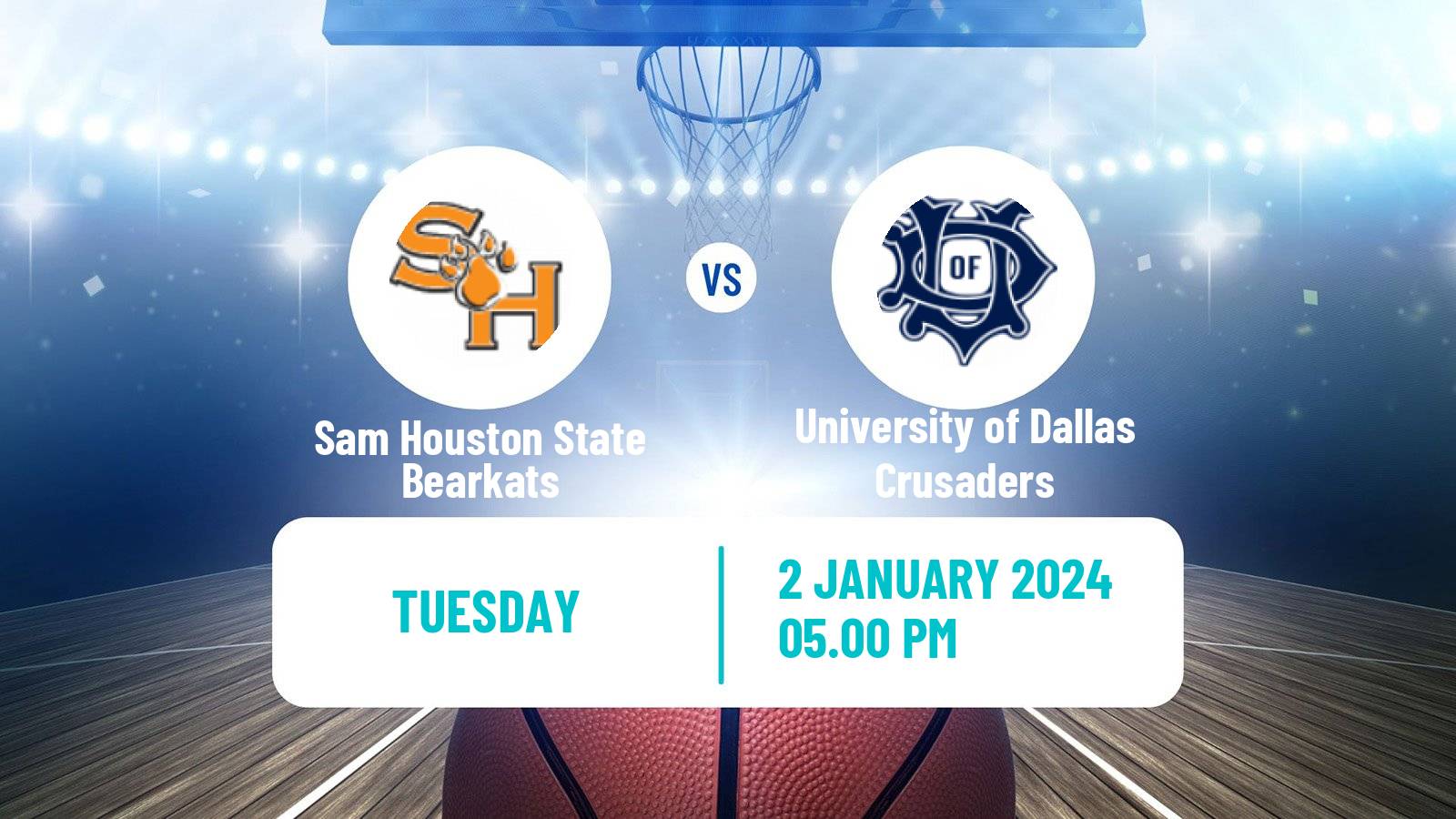 Basketball NCAA College Basketball Sam Houston State Bearkats - University of Dallas Crusaders