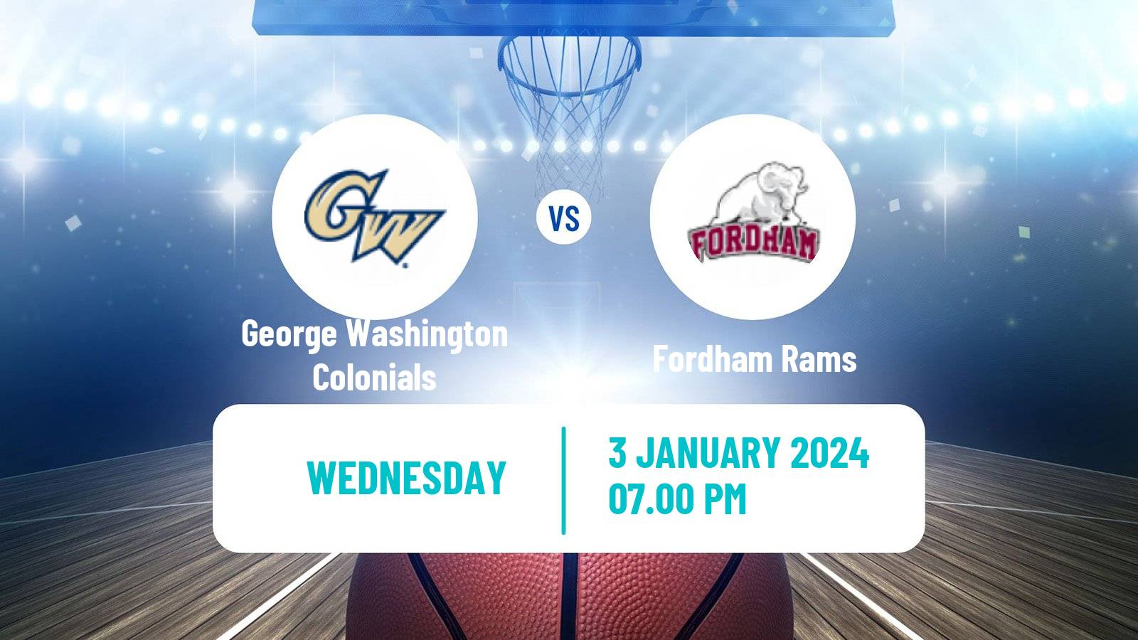 Basketball NCAA College Basketball George Washington Colonials - Fordham Rams