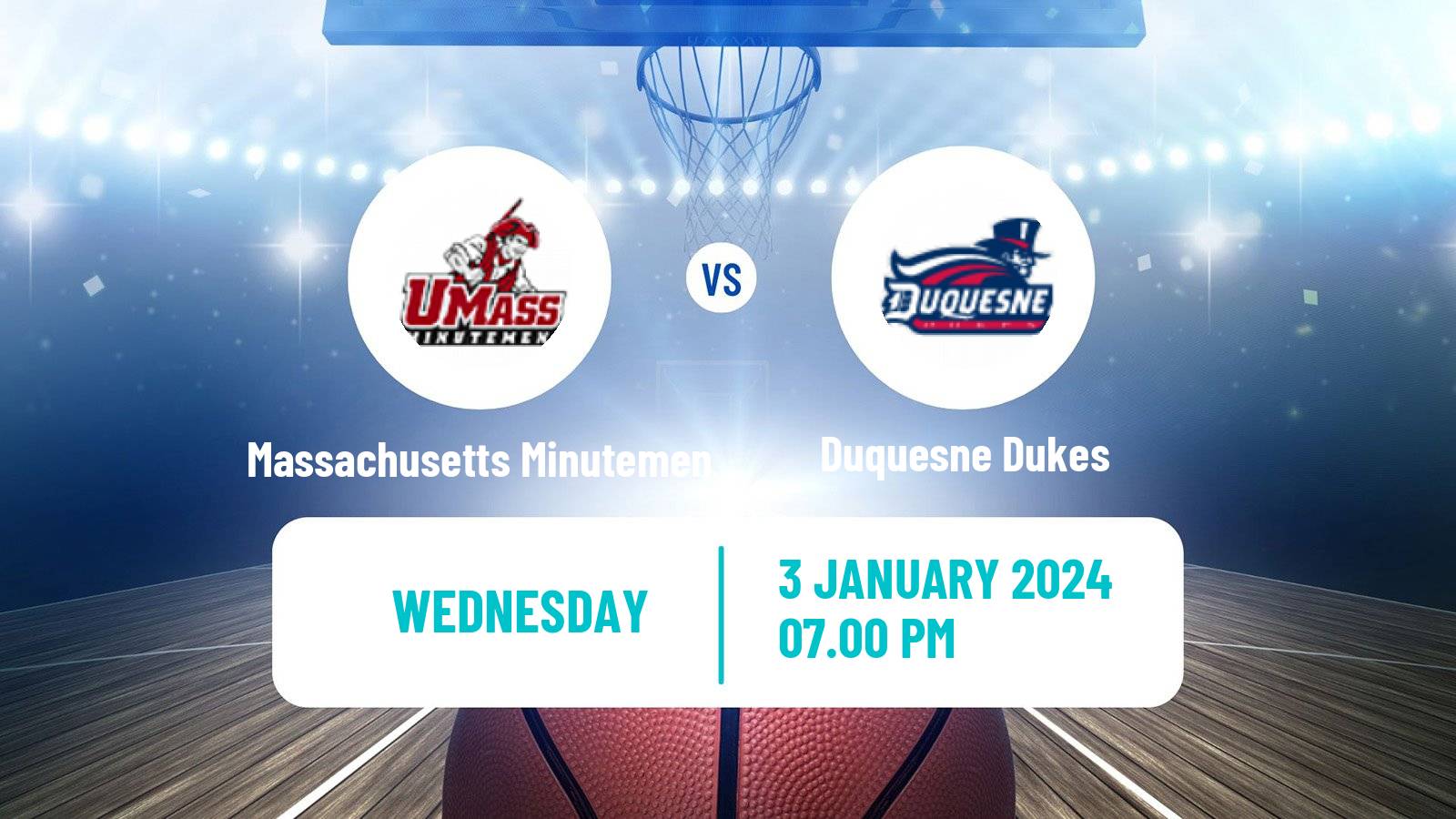 Basketball NCAA College Basketball Massachusetts Minutemen - Duquesne Dukes