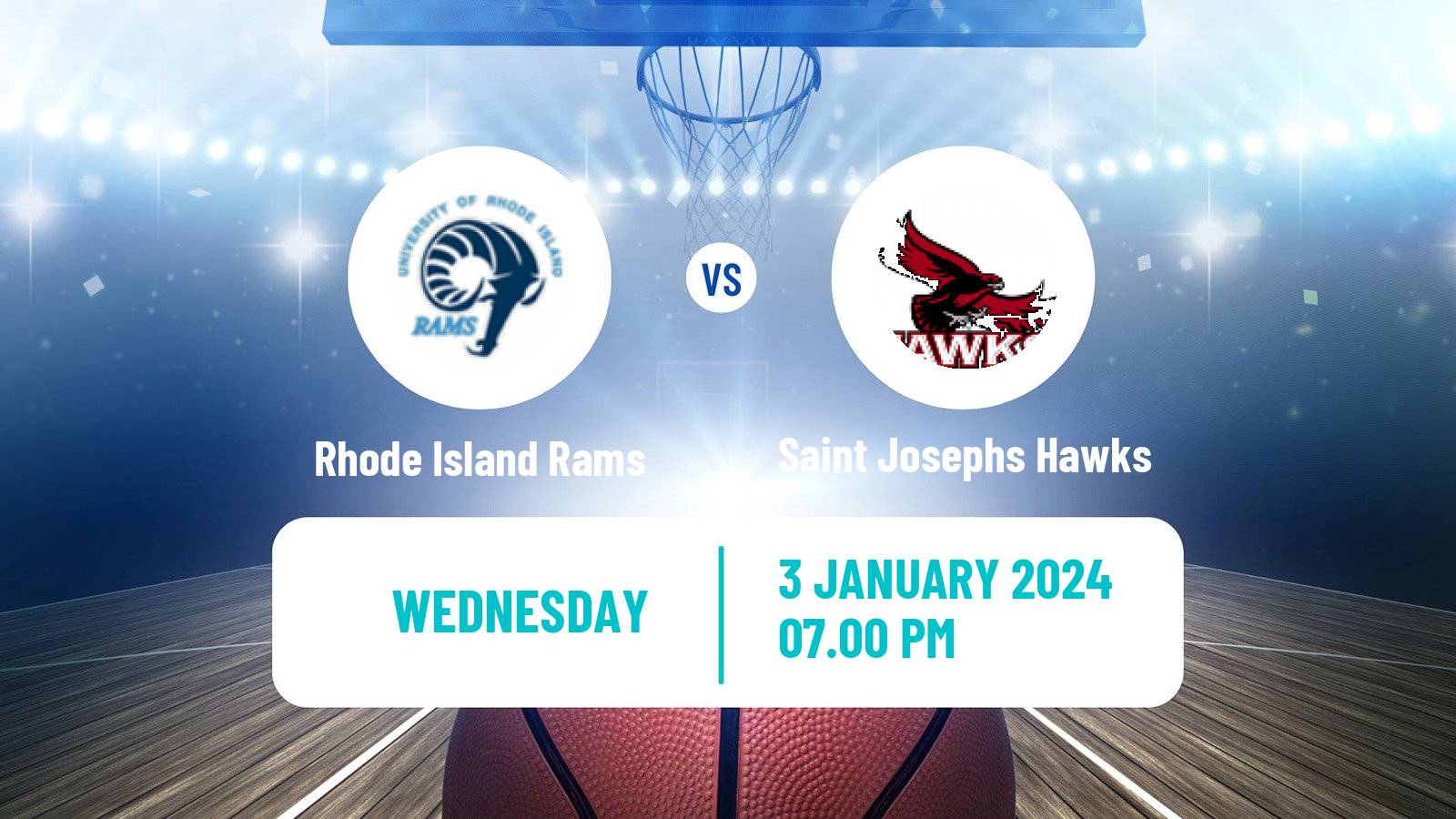 Basketball NCAA College Basketball Rhode Island Rams - Saint Josephs Hawks