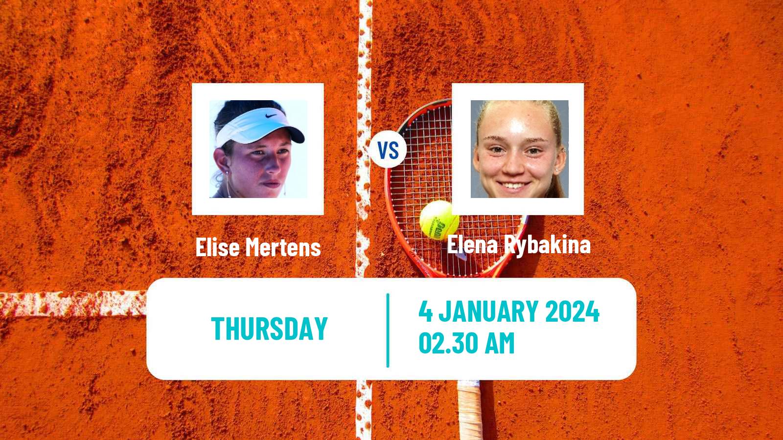 Tennis WTA Brisbane Elise Mertens - Elena Rybakina