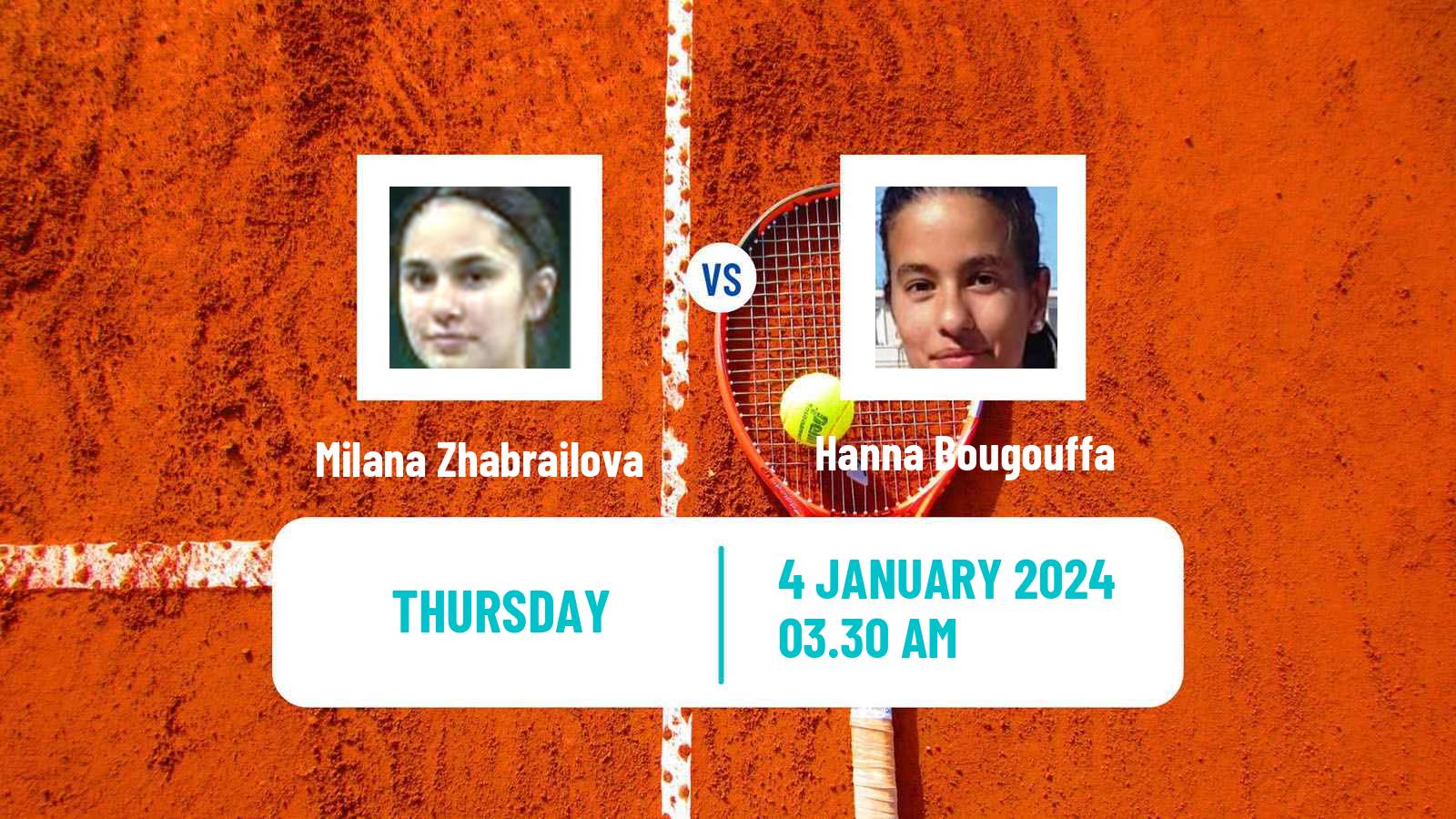 Tennis ITF W15 Monastir Women Milana Zhabrailova - Hanna Bougouffa