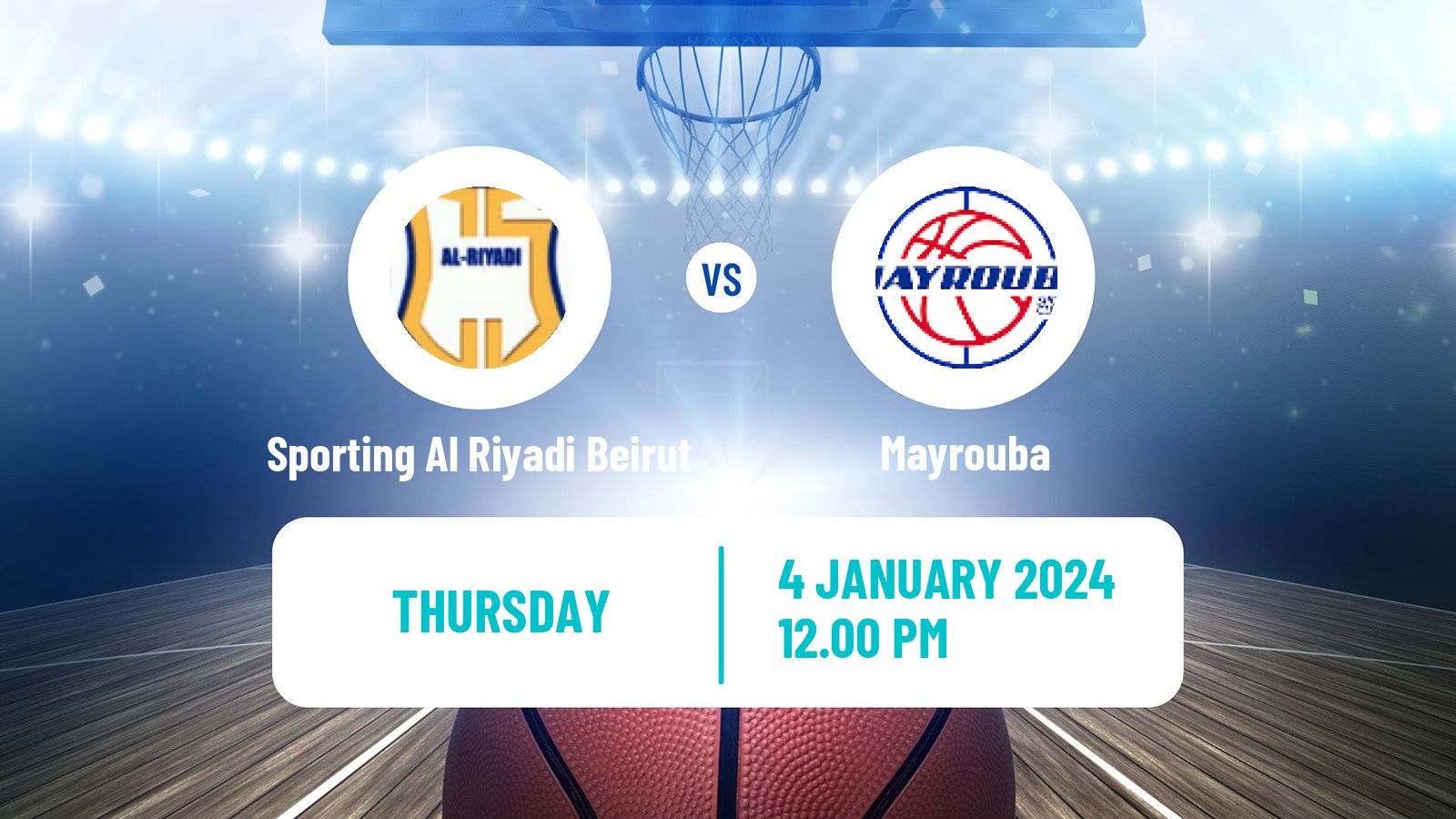 Basketball Lebanese Division 1 Basketball Sporting Al Riyadi Beirut - Mayrouba