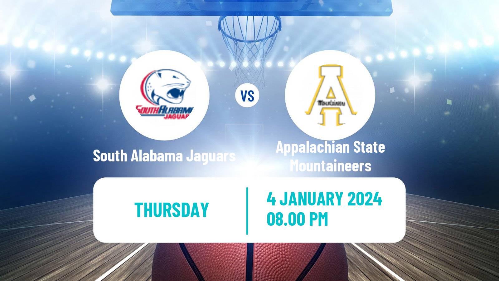 Basketball NCAA College Basketball South Alabama Jaguars - Appalachian State Mountaineers