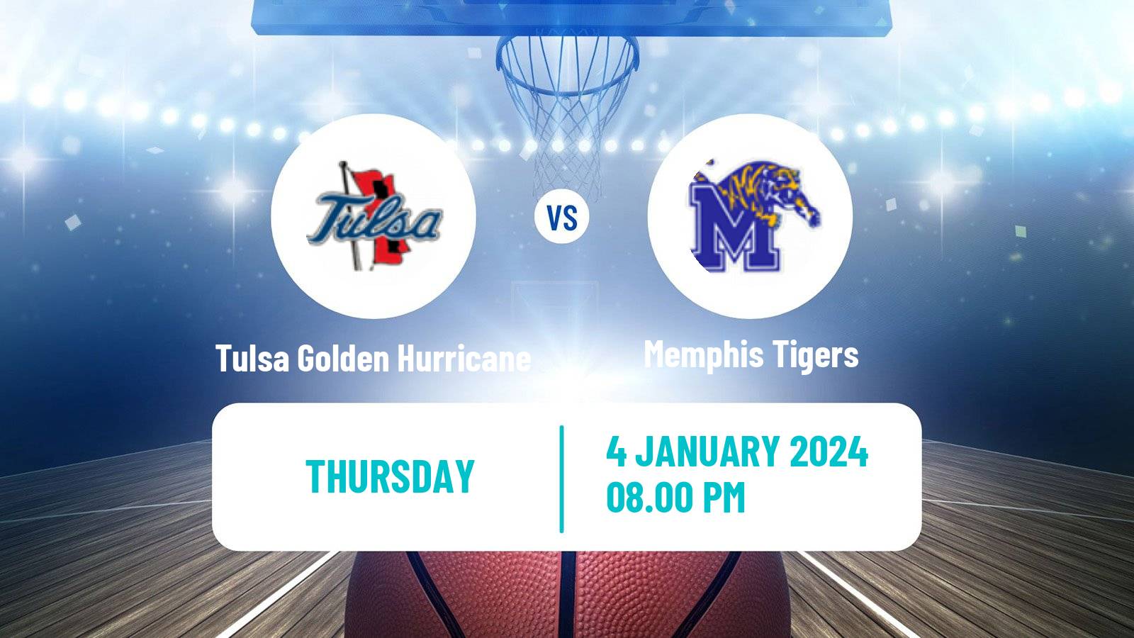 Basketball NCAA College Basketball Tulsa Golden Hurricane - Memphis Tigers