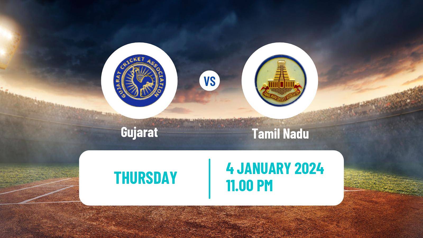 Cricket Ranji Trophy Gujarat - Tamil Nadu