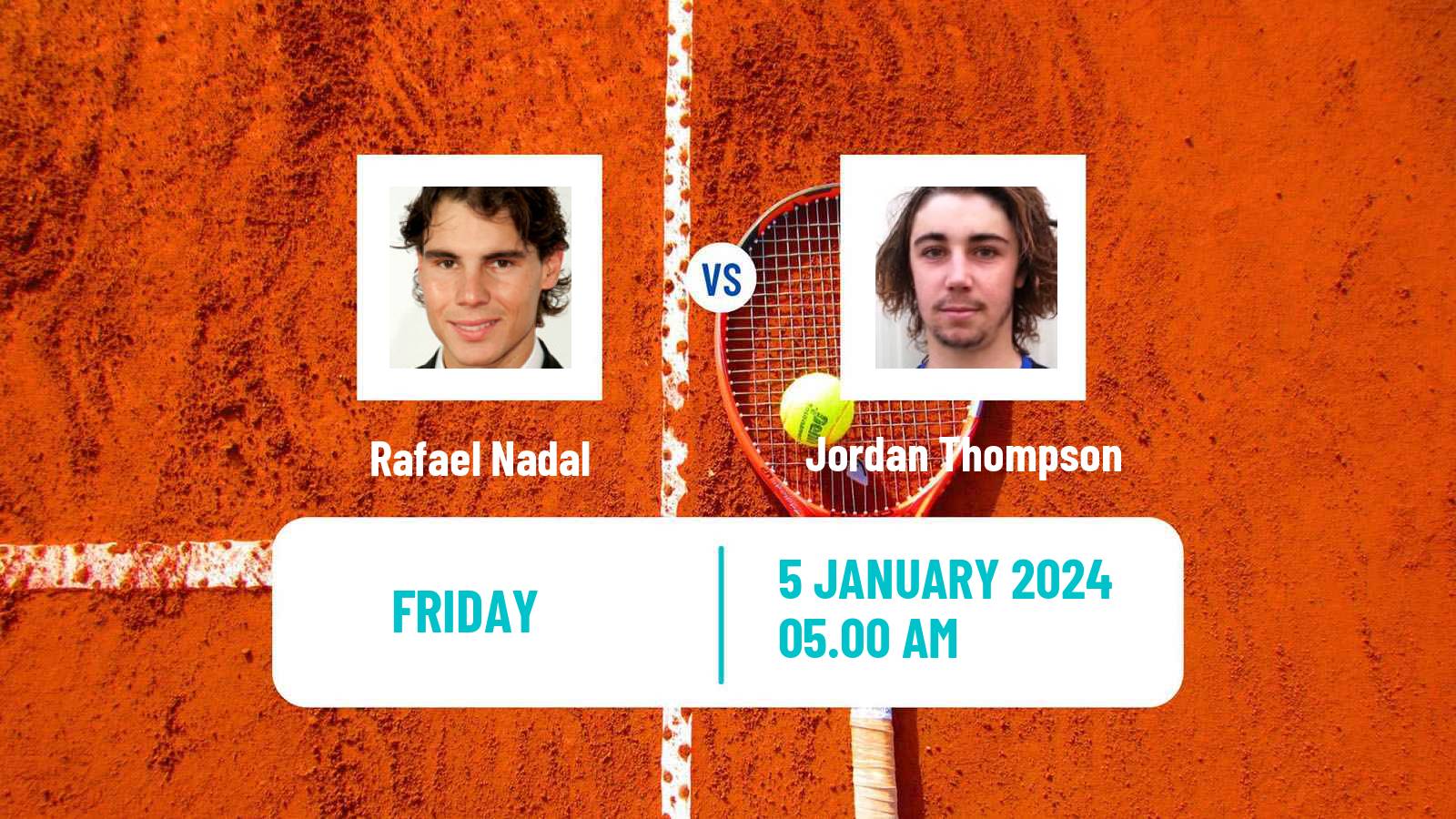Tennis ATP Brisbane Rafael Nadal - Jordan Thompson