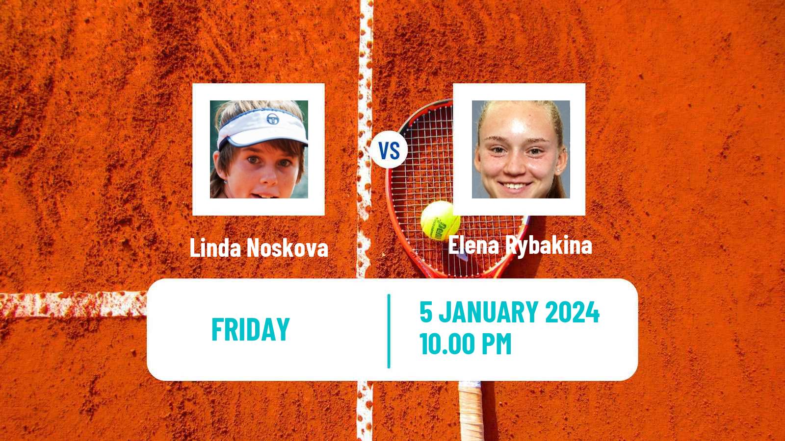 Tennis WTA Brisbane Linda Noskova - Elena Rybakina