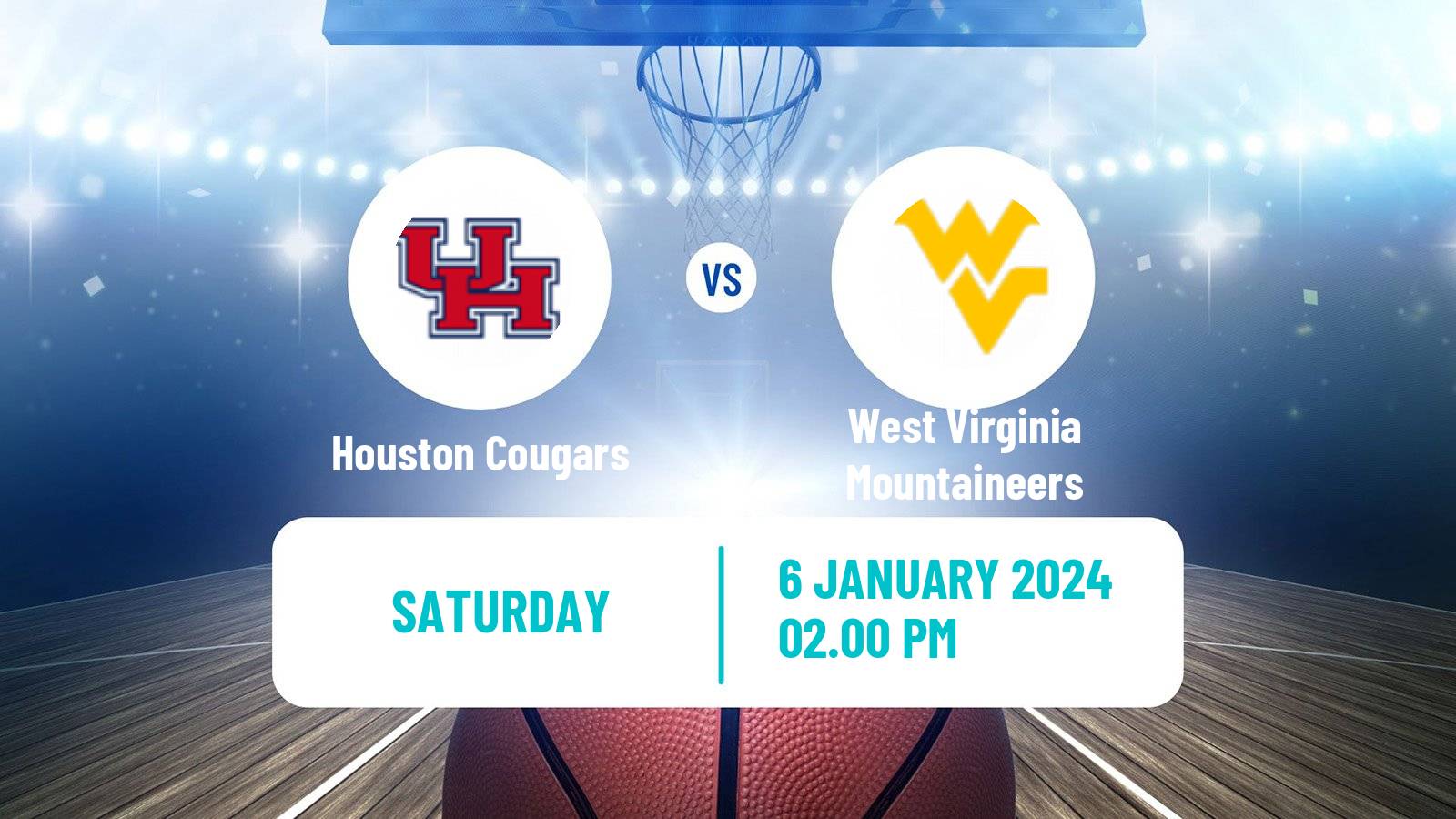Basketball NCAA College Basketball Houston Cougars - West Virginia Mountaineers