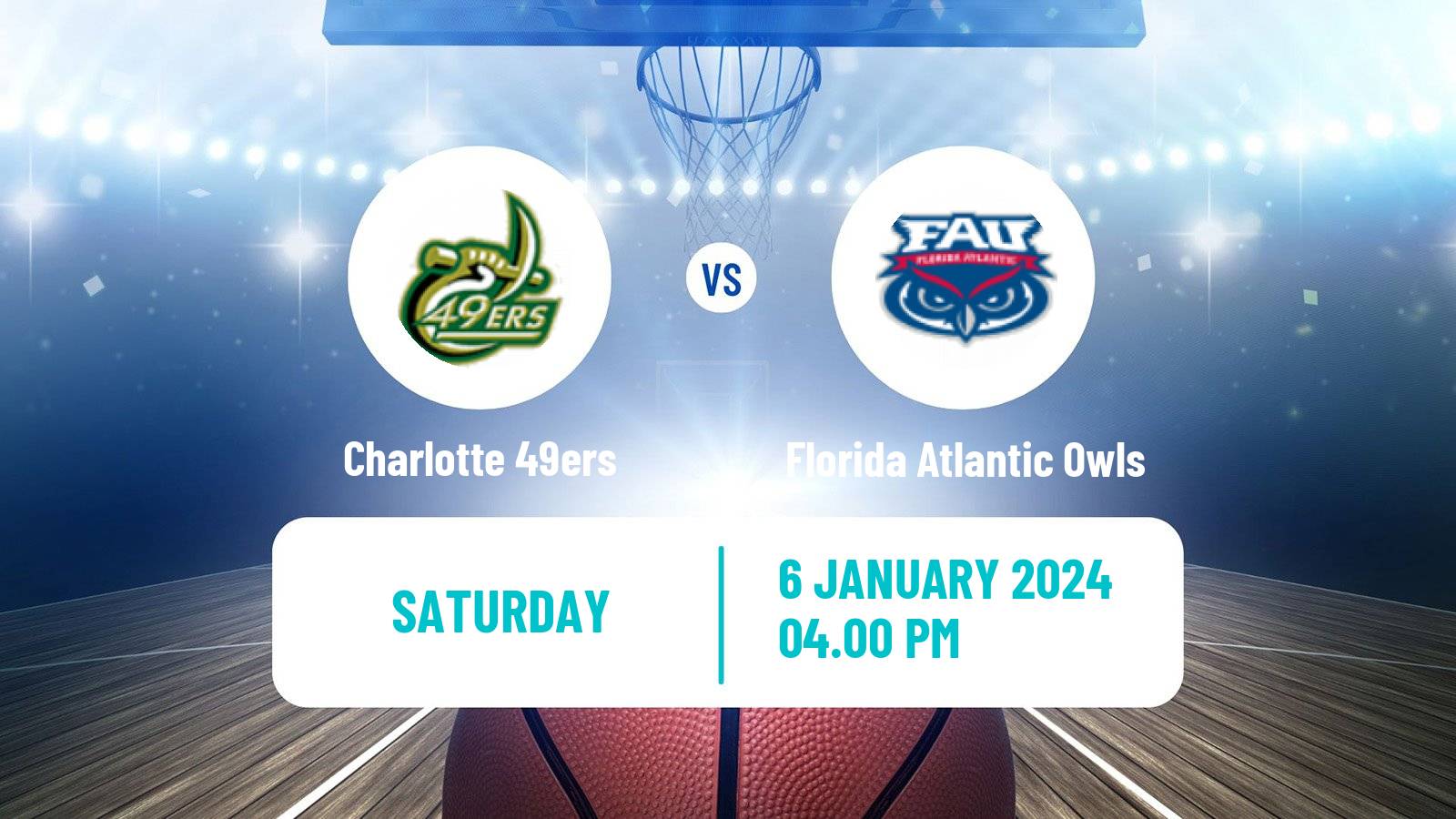 Basketball NCAA College Basketball Charlotte 49ers - Florida Atlantic Owls