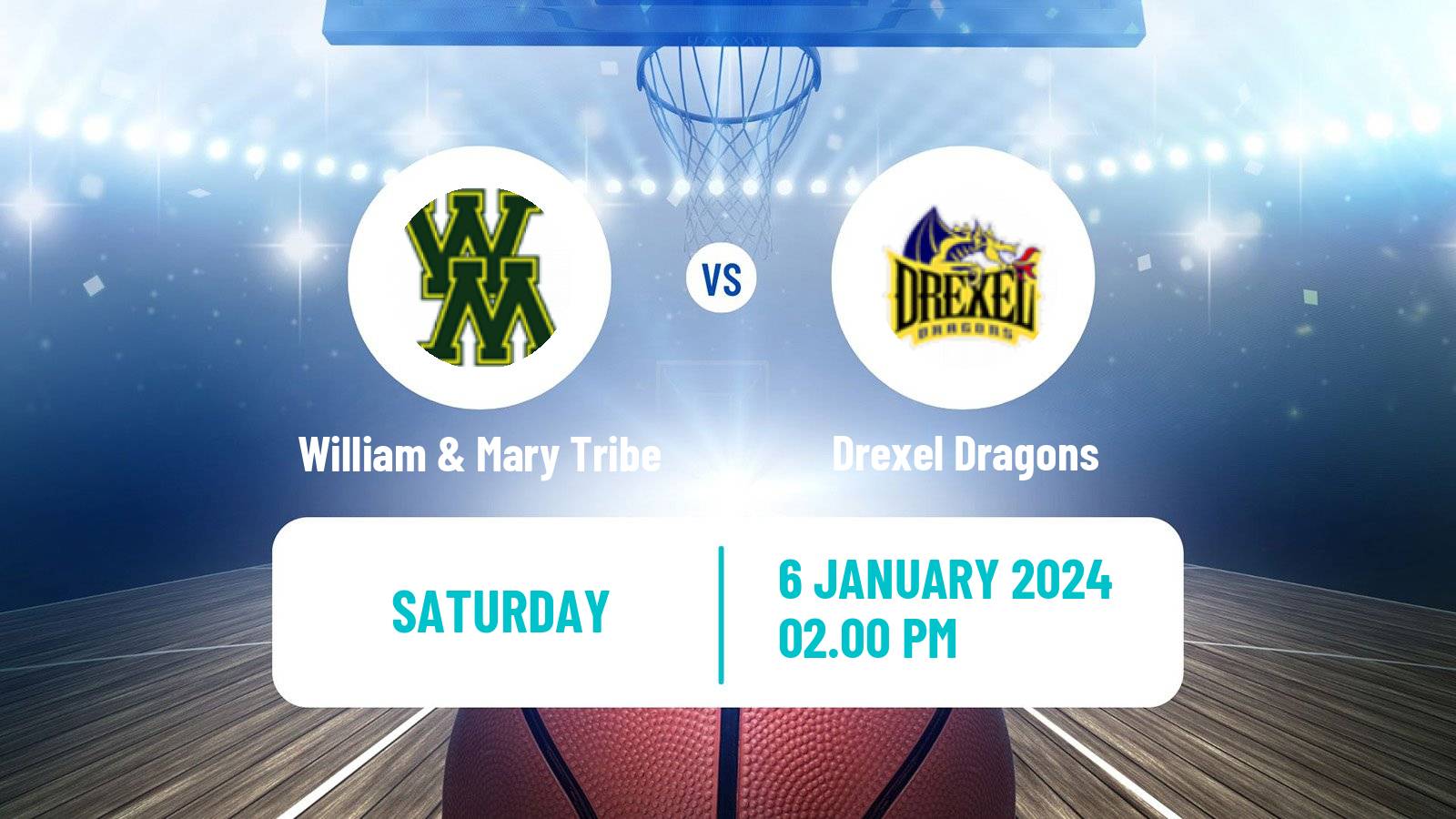 Basketball NCAA College Basketball William & Mary Tribe - Drexel Dragons