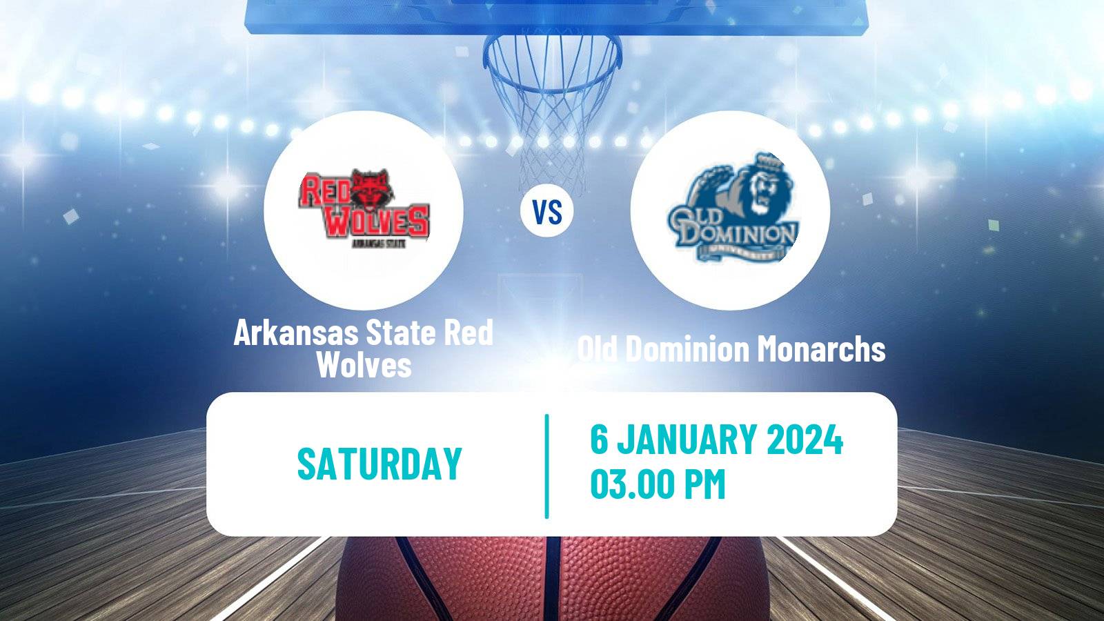 Basketball NCAA College Basketball Arkansas State Red Wolves - Old Dominion Monarchs