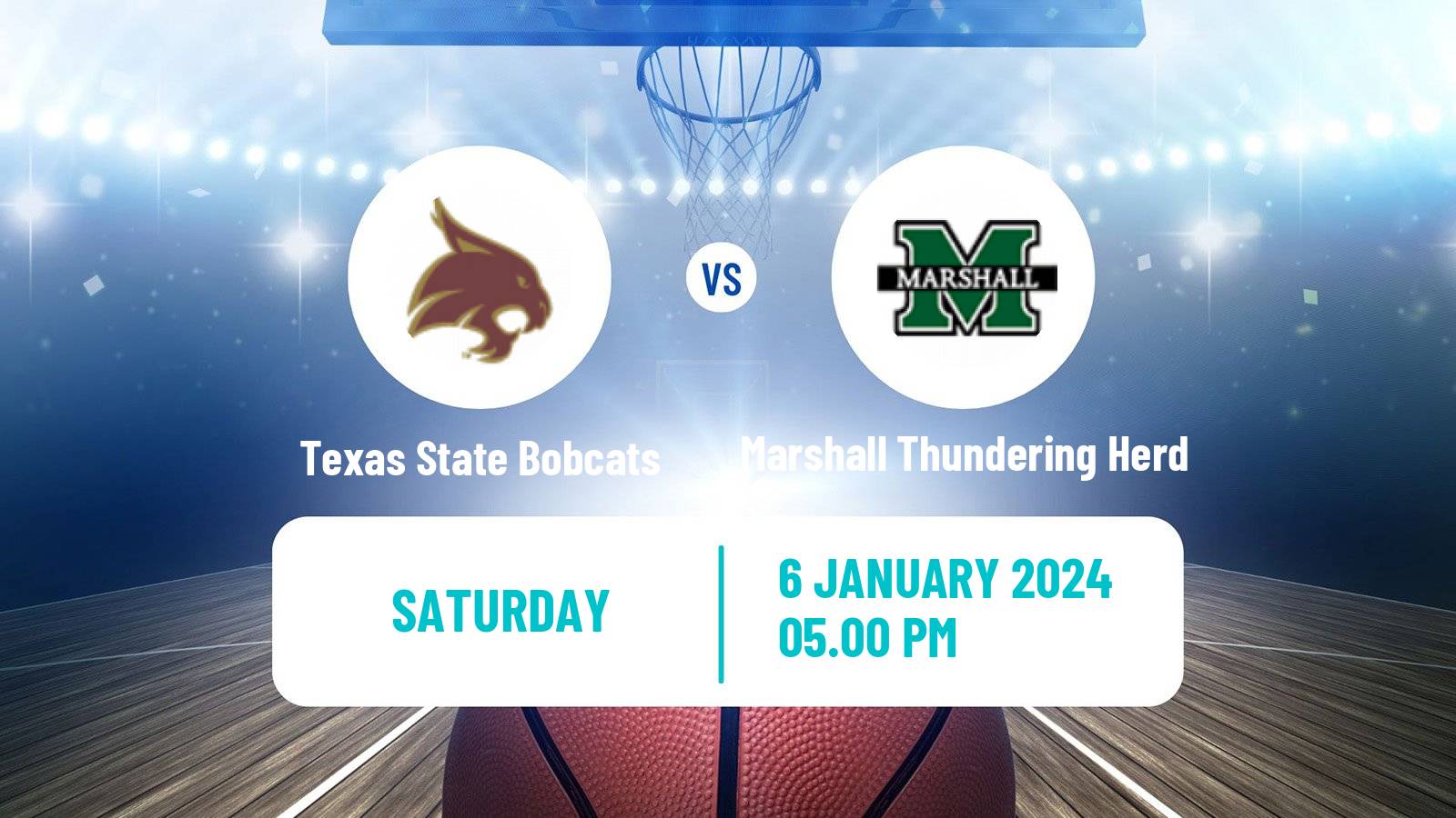 Basketball NCAA College Basketball Texas State Bobcats - Marshall Thundering Herd