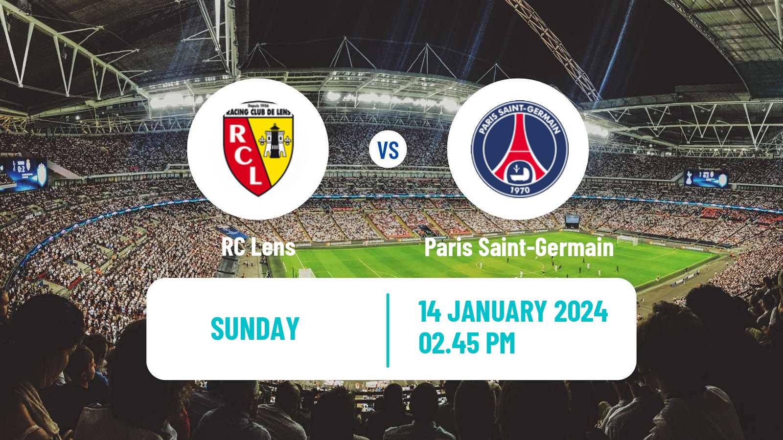 Soccer French Ligue 1 Lens - Paris Saint-Germain