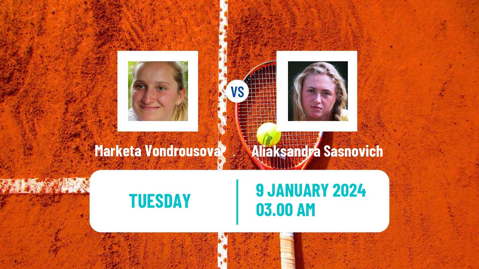 Tennis WTA Adelaide Marketa Vondrousova - Aliaksandra Sasnovich