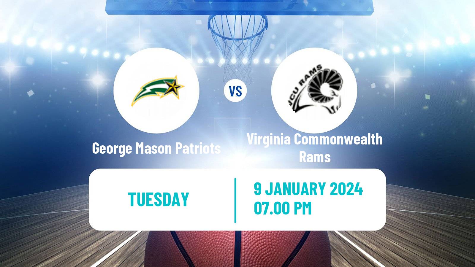 Basketball NCAA College Basketball George Mason Patriots - Virginia Commonwealth Rams