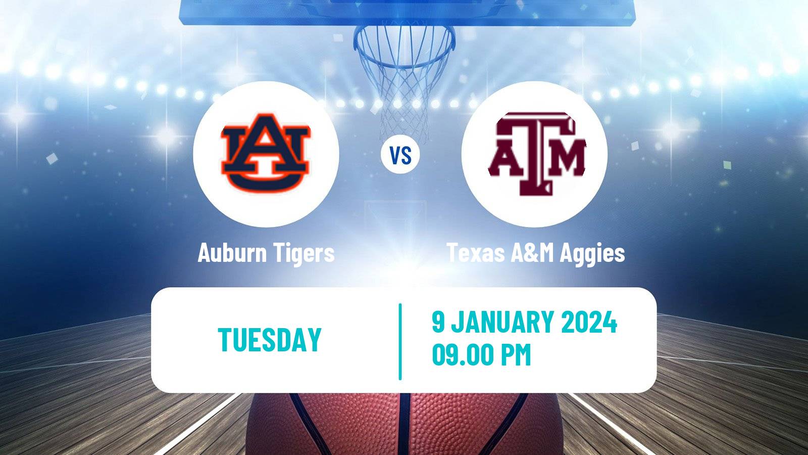 Basketball NCAA College Basketball Auburn Tigers - Texas A&M Aggies